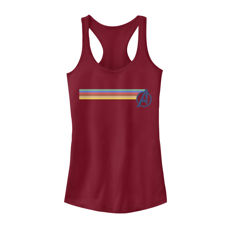 Junior's Marvel Avengers Rainbow Streak Logo Racerback Tank Top