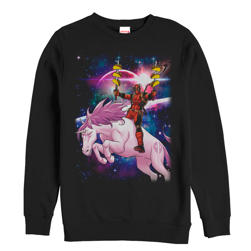 Men's Marvel Taco Deadpool on Space Unicorn Sweatshirt