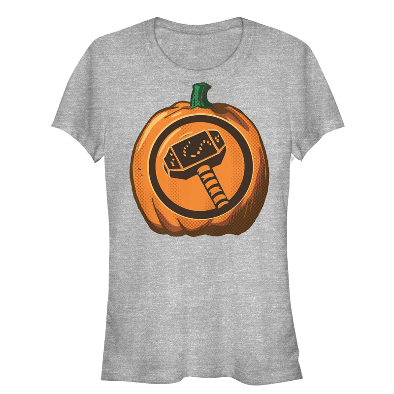 Junior's Marvel Halloween Thor Hammer Pumpkin T-Shirt