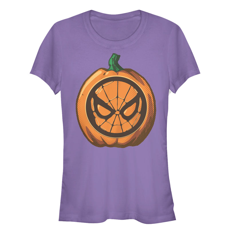 Junior's Marvel Halloween Spider-Man Mask Pumpkin T-Shirt