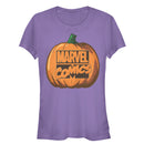 Junior's Marvel Halloween Classic Logo Pumpkin T-Shirt