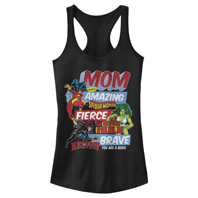 Junior's Marvel Retro Heroic Mom Racerback Tank Top
