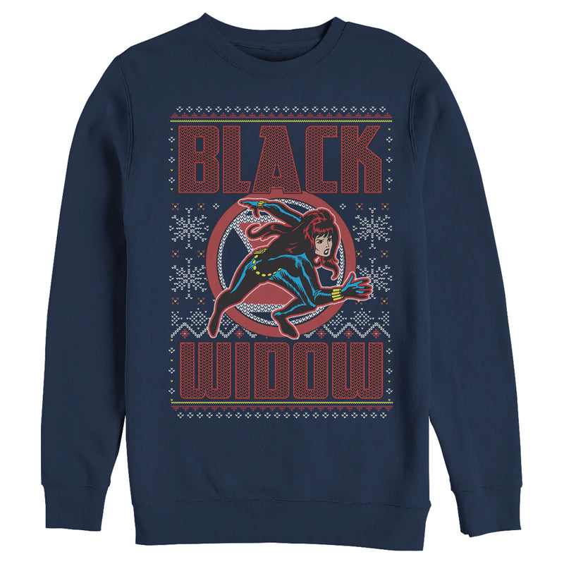 Men's Marvel Ugly Christmas Black Widow Snow Sweatshirt