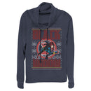 Junior's Marvel Ugly Christmas Black Widow Snow Cowl Neck Sweatshirt