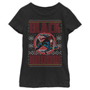 Girl's Marvel Ugly Christmas Black Widow Snow T-Shirt