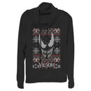 Junior's Marvel Ugly Christmas Venom Face Cowl Neck Sweatshirt