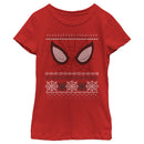 Girl's Marvel Ugly Christmas Spider-Man Mask T-Shirt