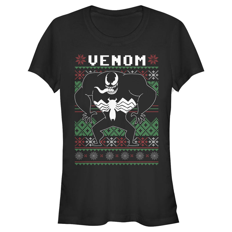 Junior's Marvel Ugly Christmas Venom Tongue T-Shirt