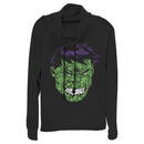 Junior's Marvel Hulk Angry Face Build Up Fill Cowl Neck Sweatshirt