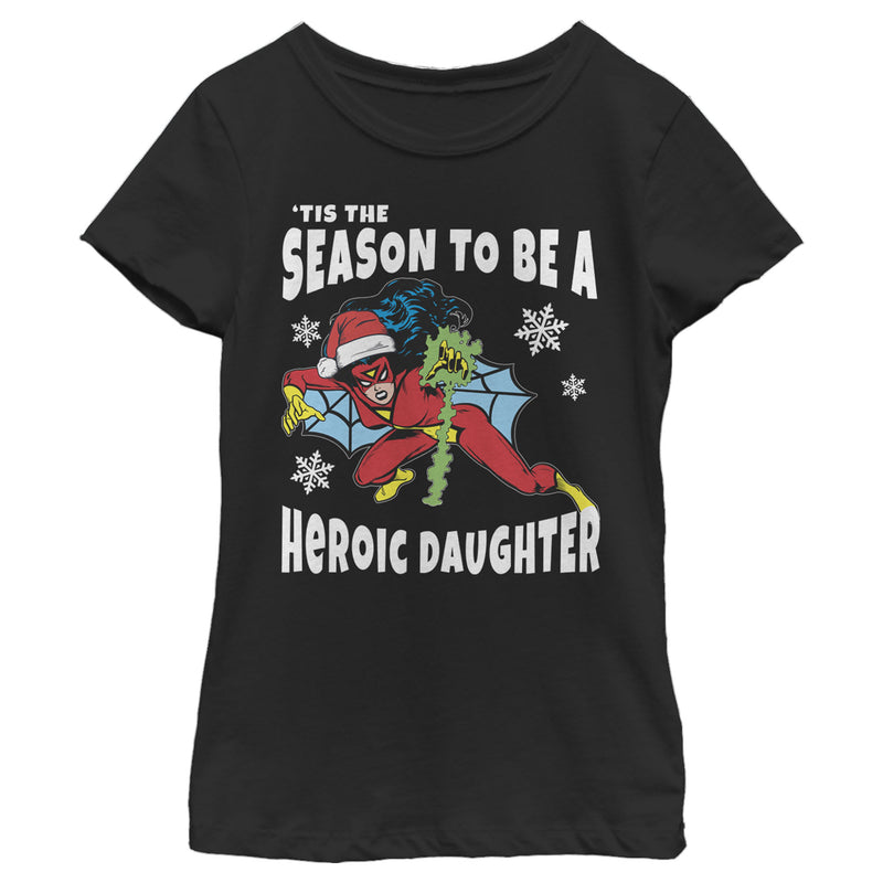 Girl's Marvel Christmas Spider-Woman Heroic Daughter T-Shirt