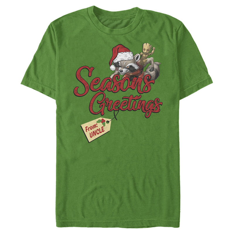 Men's Marvel Christmas Rocket & Groot Uncle Greetings T-Shirt