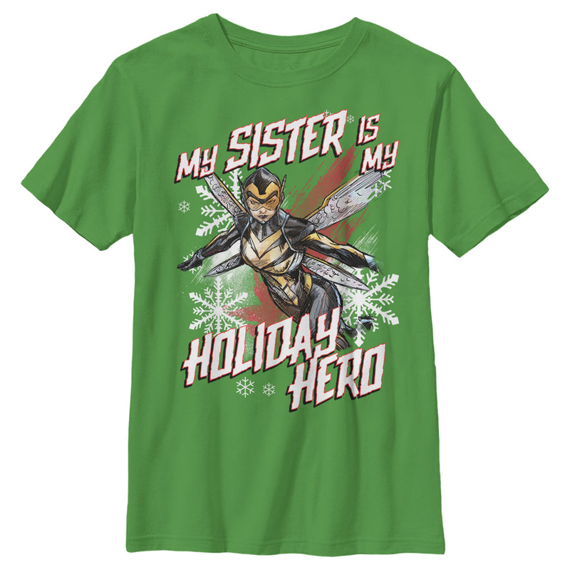 Boy's Marvel Wasp Sister Holiday Hero T-Shirt