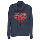 Junior's Marvel Valentine's Day Hero Icon Heart Cowl Neck Sweatshirt