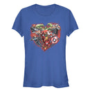 Junior's Marvel Valentine's Day Avenger Heart Collage T-Shirt