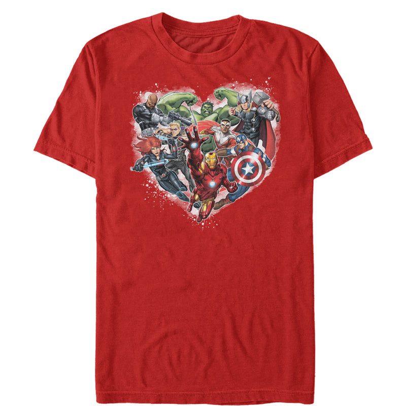 Men's Marvel Valentine's Day Avenger Heart Collage T-Shirt