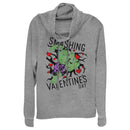 Junior's Marvel Valentine's Day Hulk Smashing Cowl Neck Sweatshirt