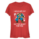 Junior's Marvel Valentine Thanos Wipe Out Galaxy for You T-Shirt
