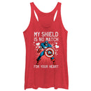 Women's Marvel Valentine Captain America No Shield For Heart Racerback Tank Top