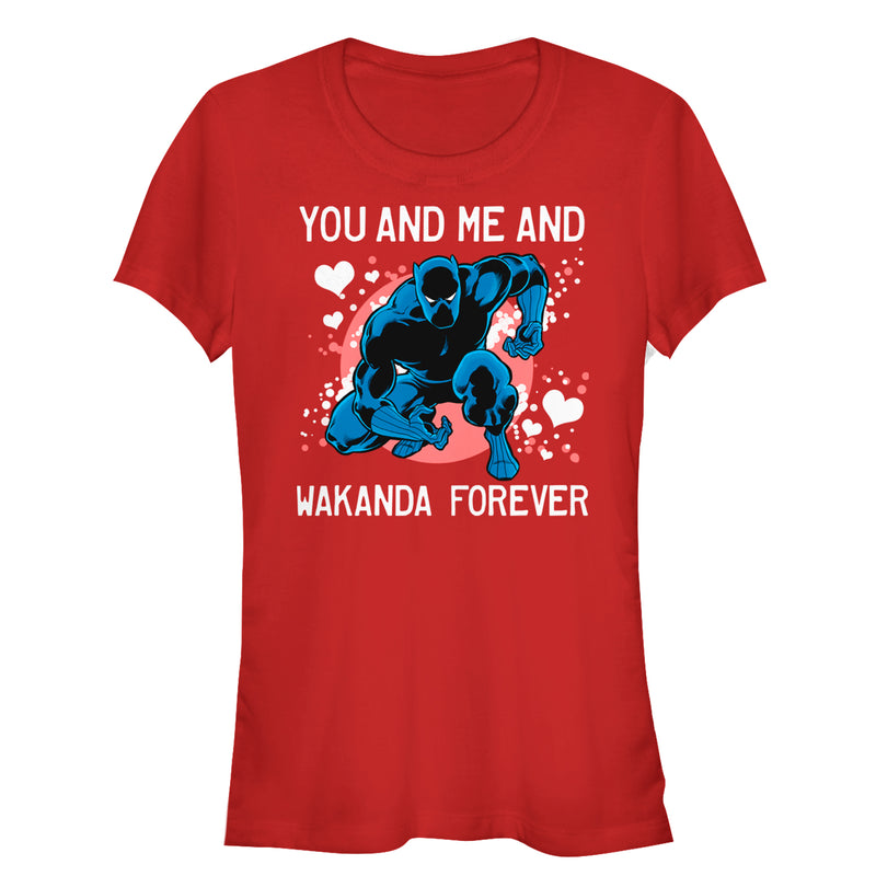 Junior's Marvel Valentine Panther Wakanda Forever T-Shirt