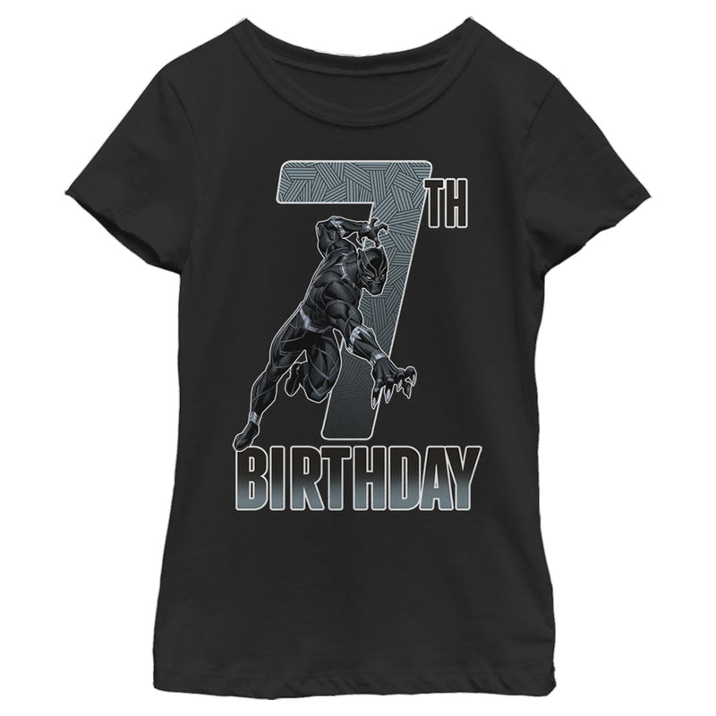 Girl's Marvel Black Panther Action Pose 7th Birthday T-Shirt