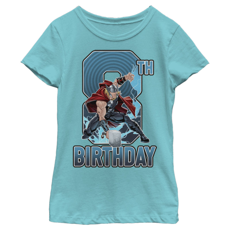 Girl's Marvel Thor Hammer 8th Birthday T-Shirt