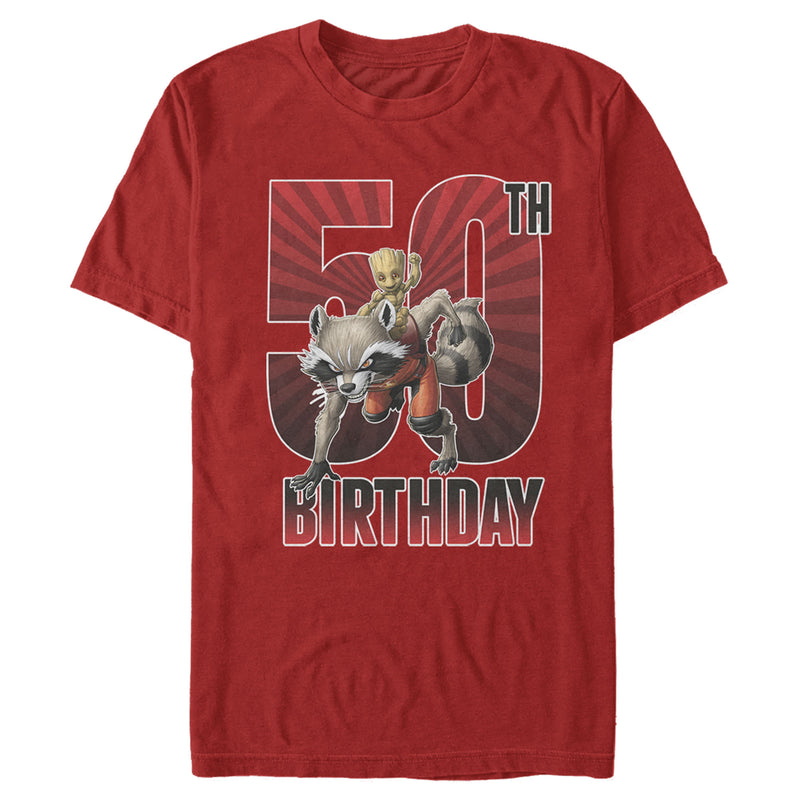 Men's Marvel Rocket and Baby Groot 50th Birthday T-Shirt