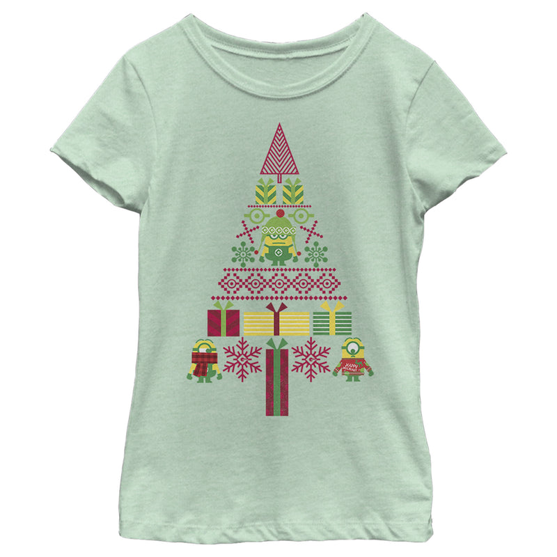 Girl's Despicable Me Ugly Christmas Minons Tree 2D T-Shirt