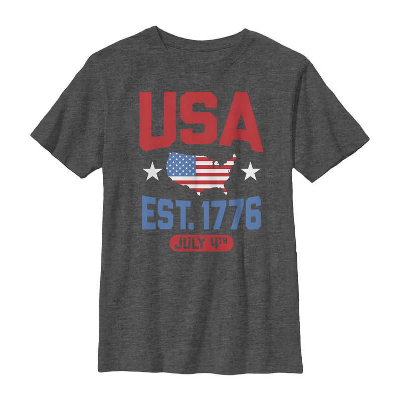Boy's Lost Gods Fourth of July  USA Est. 1776 T-Shirt