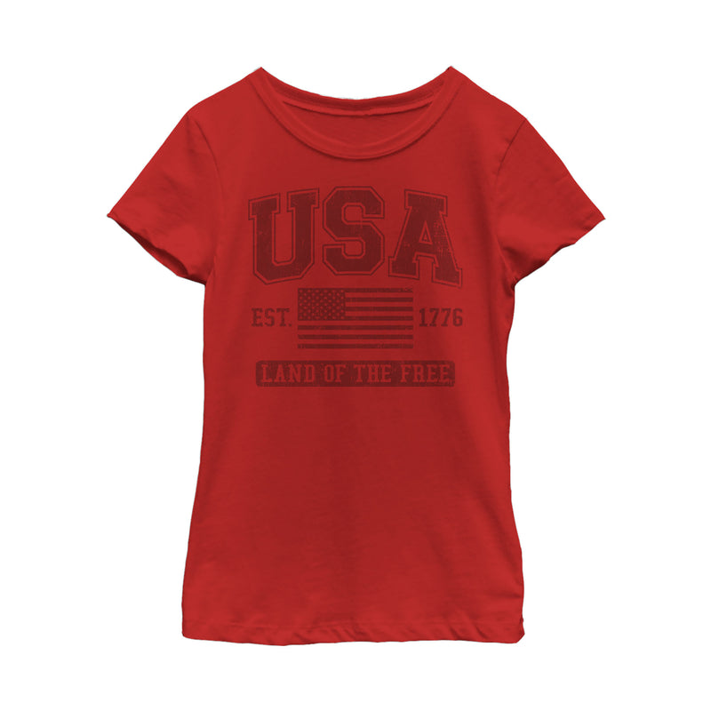 Girl's Lost Gods Fourth of July  Land of Free T-Shirt