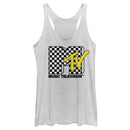 Women's MTV Checker Black and White Logo Racerback Tank Top