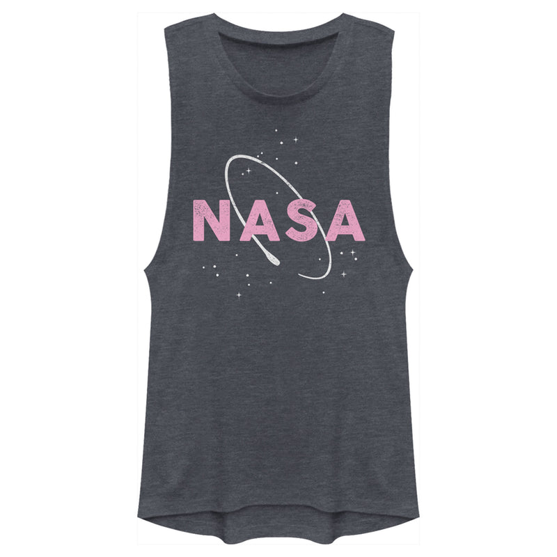 Junior's NASA Logo With Space Ring Festival Muscle Tee