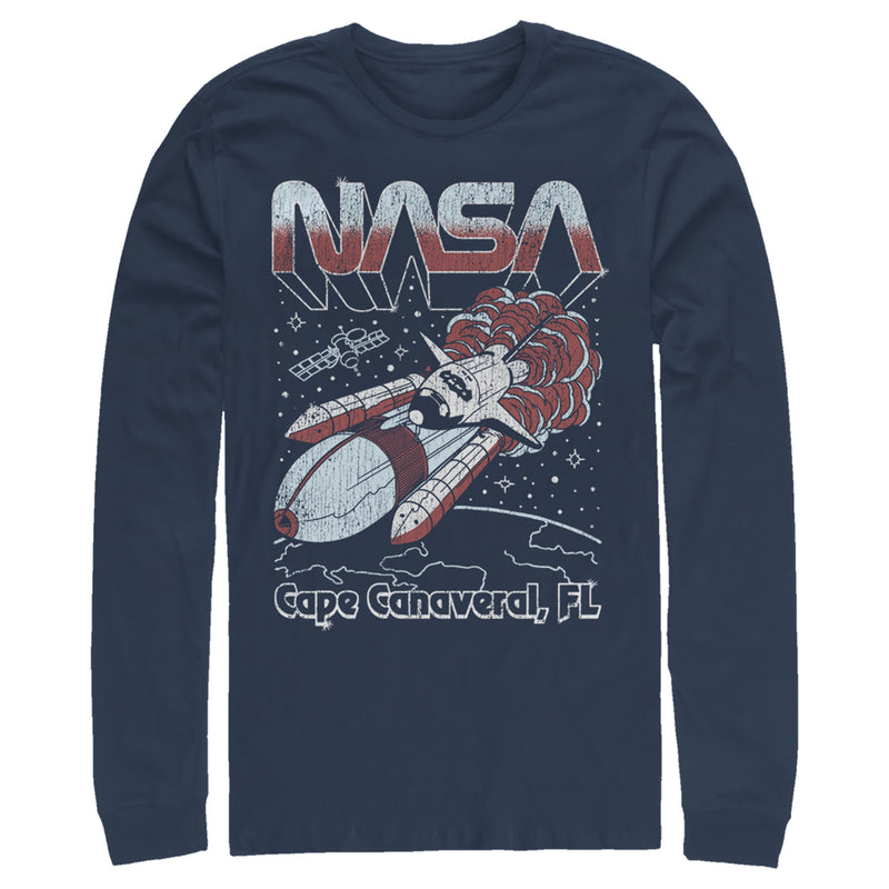 Men's NASA Cape Canaveral FL Blast Off Retro Long Sleeve Shirt