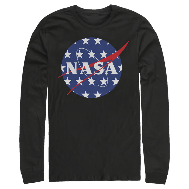 Men's NASA American Flag Large Stars Logo Long Sleeve Shirt