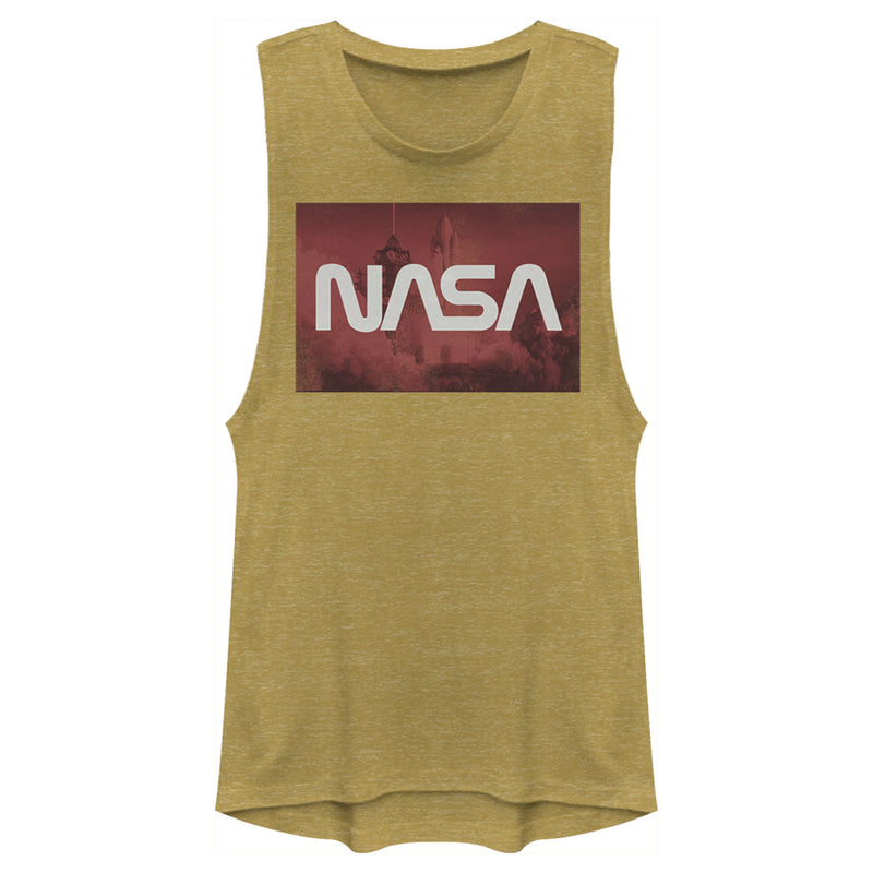 Junior's NASA Space Shuttle Blast Off Text Over Lay Festival Muscle Tee