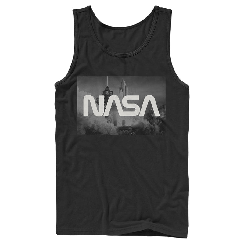 Men's NASA Space Shuttle Blast Off Text Over Lay Tank Top