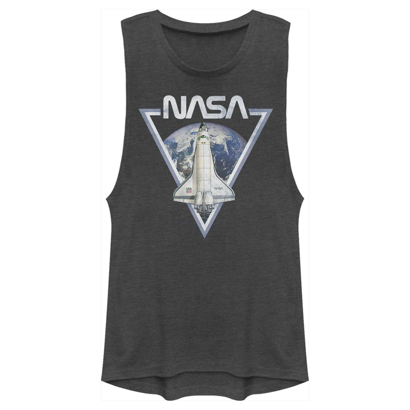 Junior's NASA Triangle Earth Logo Shuttle Flight Festival Muscle Tee