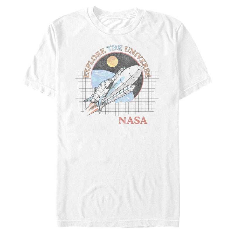 Men's NASA Explore The Universe Rocket Retro Logo T-Shirt