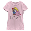 Girl's Nintendo Super Mario Princess Peach Kiss Love T-Shirt
