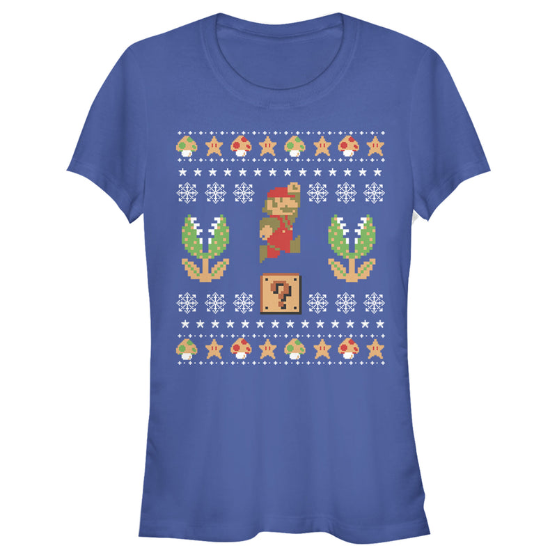 Junior's Nintendo Ugly Christmas Mario Question T-Shirt