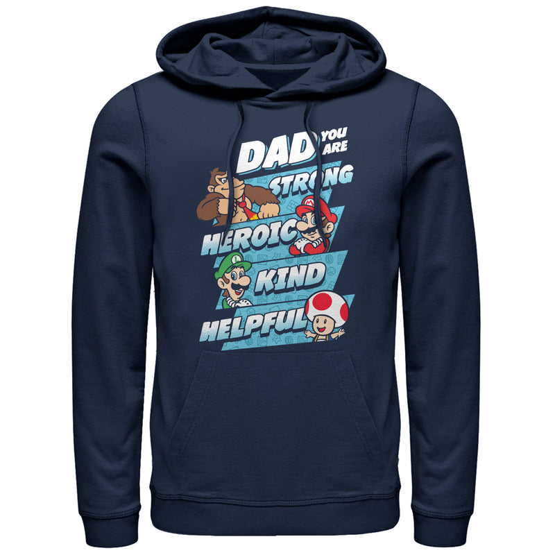 Men's Nintendo Father's Day Mario Dad Qualities Pull Over Hoodie