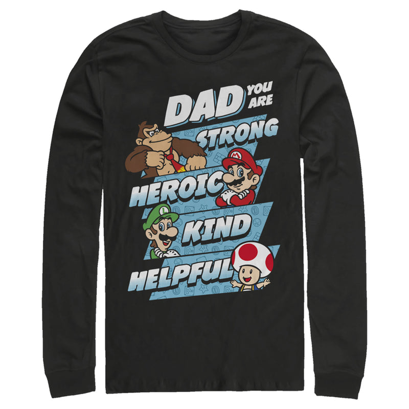 Men's Nintendo Father's Day Mario Dad Qualities Long Sleeve Shirt