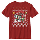 Boy's Nintendo Ugly Christmas Mario Wreath T-Shirt