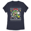 Women's Nintendo Ugly Christmas Luigi Wreath T-Shirt