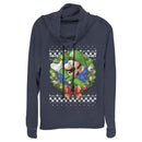 Junior's Nintendo Christmas Luigi Wreath Cowl Neck Sweatshirt