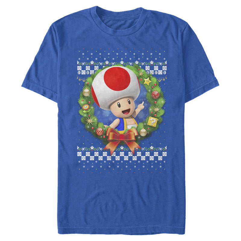 Men's Nintendo Christmas Toad Wreath T-Shirt