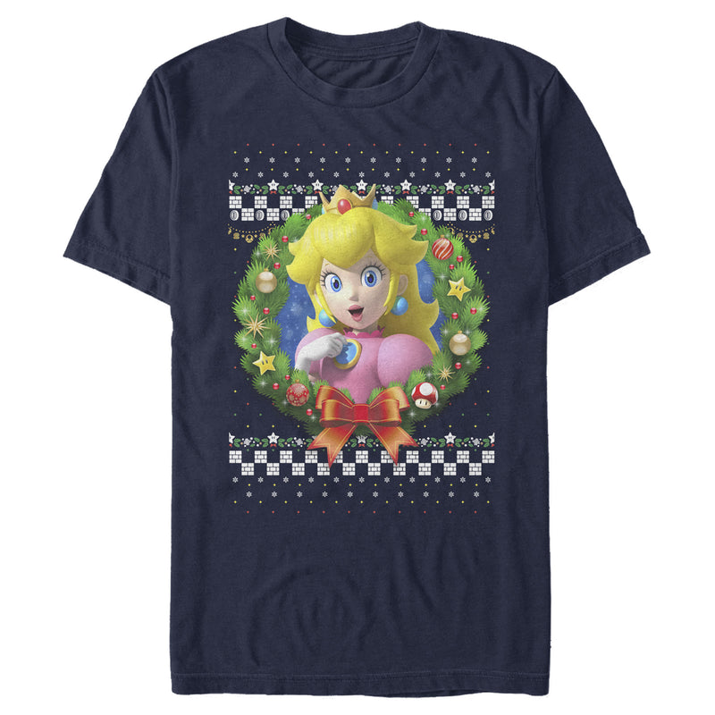 Men's Nintendo Christmas Peach Wreath T-Shirt