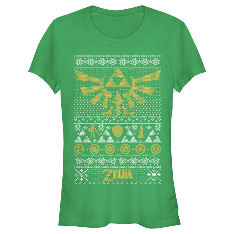 Junior's Nintendo Ugly Christmas Legend of Zelda Triforce T-Shirt