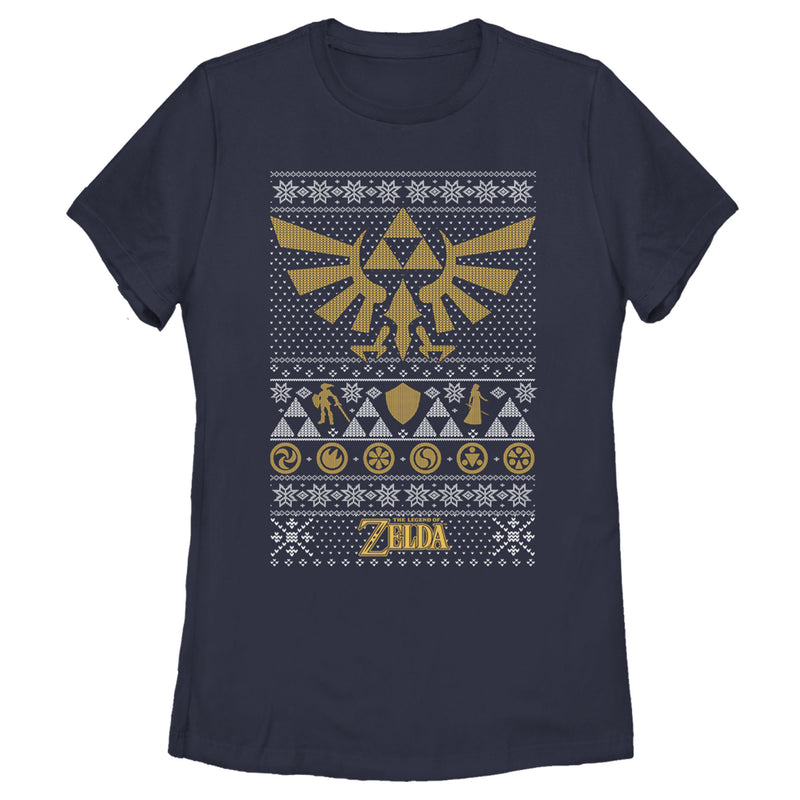 Women's Nintendo Ugly Christmas Legend of Zelda Triforce T-Shirt
