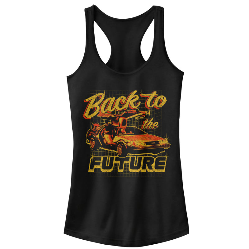 Junior's Back to the Future DeLorean Schematic Print Racerback Tank Top