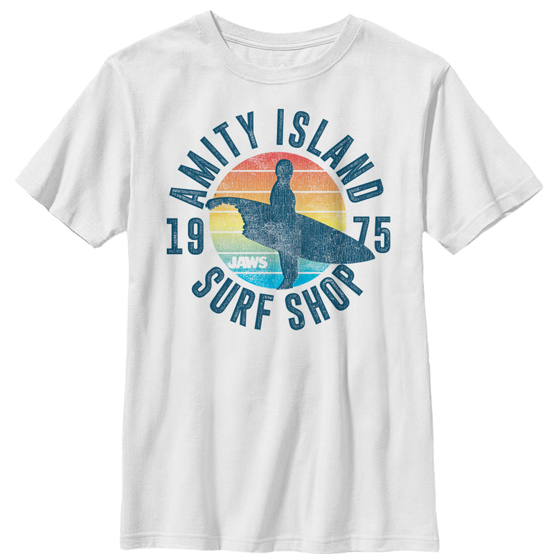 Boy's Jaws Retro Amity Island Surf Shop T-Shirt
